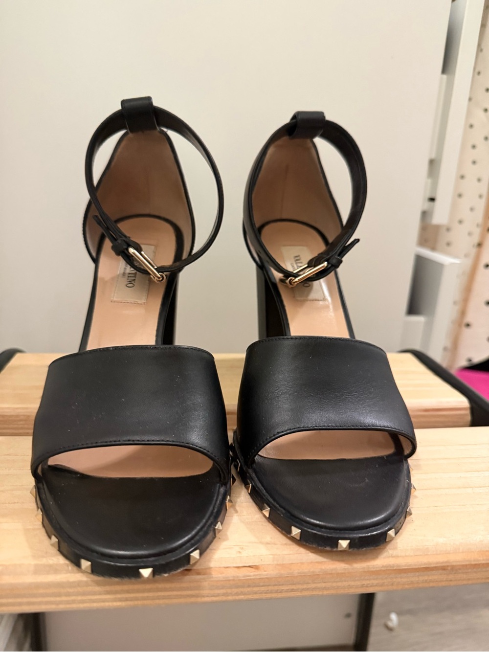Authentic Valentino RockStud - Black Studded Ankle-Strap Sandals